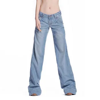 Prietenul Flare Jeans Femei Vrac Pantaloni Lungi Doamnelor Moda Coreeană Talie Joasa Picior Drept Bell Jos Pantaloni Blue-Jeans Femme