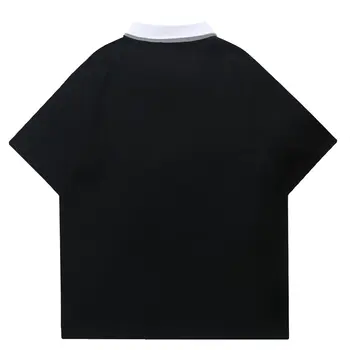 Tricouri de Epocă Spumare Imprimare Guler de Turn-down Topuri de Bumbac pentru Bărbați Îmbrăcăminte de Stradă Casual Supradimensionate Polo Cămăși pentru Bărbați