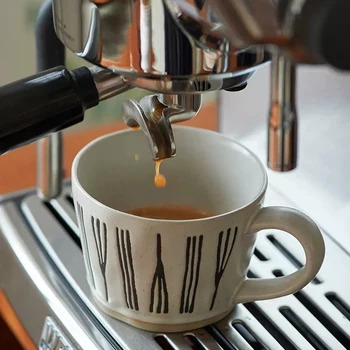 350ml Japoneză Retro din Ceramica Cana de Cafea Model de Linii Rezistente la Căldură micul Dejun fulgi de Ovaz cu Lapte Cupa Birou Creativ Birou Cana de Apa