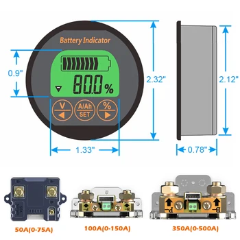 RVs LCD Digital Baterie Metru Biciclete Electrice cu Celule de Capacitate Tensiune Curent Ecartament Operațiune Buton Tip Accesorii 3