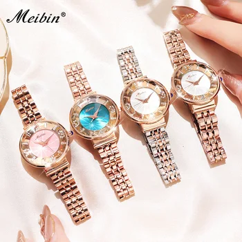 MEIBIN Reloj Mujer de Moda Rochie Doamnelor Ceasuri Brățară Femei Cuarț Banda din Oțel Inoxidabil Ceas de mână Fierbinte Cadou Femei Ceas