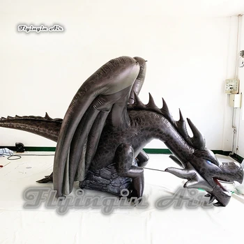 Personalizate Gonflabile Chircit Dragon 4m Lungime de Desene animate de Animale Modelul Black Dragon de Zbor Pentru Mașini Și Acoperișul Clădirii Decor