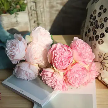 Rose Mătase Roz Bujor Flori Artificiale Dalii Cu Flori Artificiale Toamna Vie Fals Nunta Bujor Flori, Buchete De Mireasa, Decor