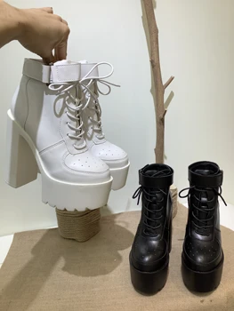 Doamna de moda Dantela Sus Pantofi din Piele Moale Platforma Pantofi de Partid Glezna Cizme Înalte Tocuri de Înaltă Calitate, Simplu Casual, Cizme pentru femei cizme pentru femei