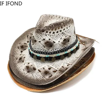 Bărbați Femei Soare, Pălărie de Paie Nou Western Cowboy Pălărie Cowgirl Vară Gol Afară de Plajă Capac Panama Jazz Pălărie sombrero hombre