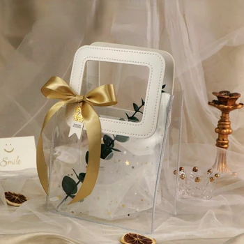 Crăciun pentru Copii Punga de Cadou din PVC din material Plastic Portabil Transparent Sac de Cadouri Ziua de nastere Petrecere de Nunta, Cadou de Anul Nou 2023