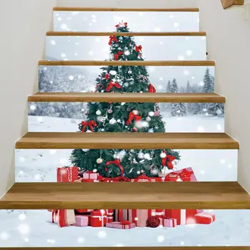 6Pcs/Set Pom de Crăciun Scara Autocolant Casa Scarii Decor Tapet Vinil Adeziv Scări Decoratiuni de Craciun Pentru Casa