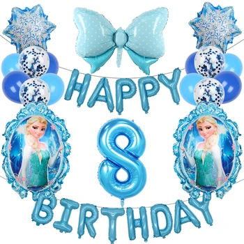 Disney Frozen Elsa Printesa Baloane Arc Fulg De Nea Confetti Happy Birthday Banner Baloane Fete Ziua De Naștere Copil De Dus Decoruri