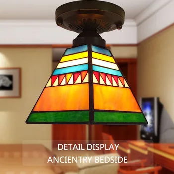Stilul Mediteranean antic mici lămpi de tavan, culoar de lumina lampa lampa lampa Tiffany în satul American
