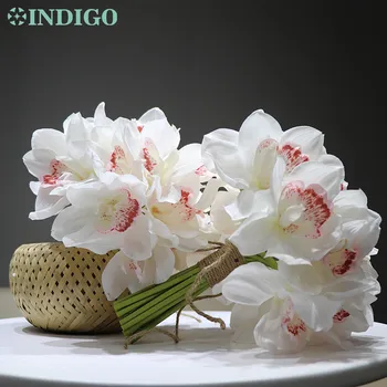 20 BUC/Buchet Galben, Orhidee Cymbidium Nou Stil Mireasa Conceput Buchet Real Touch Flori de Nunta Petrecere Masă Centrală INDIGO