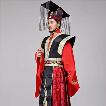 De sex masculin Împăratul Costum Dinastiei Qin Imperial red rochie de nunta rochie Chineză antică Hanfu Film TV cosplay îmbrăcăminte