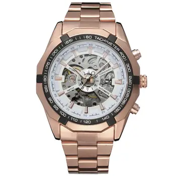 FORSINING tendință de Moda pentru bărbați și femei ceasuri albe gol design cadran ceas cuarț încheietura ceasuri