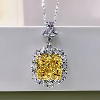 Flori De Topaz, Cu Diamant Pandantiv Reale 925 Nunta De Argint Pandantive Colier Pentru Femei Mireasa Promisiunea De Logodna Bijuterii