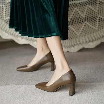 Femei Pompe De Primavara Toamna Microfibra Pătrat Tocuri Înalte De Moda Toe Clasic Pantofi De Sex Feminin, Zapatos De Mujer