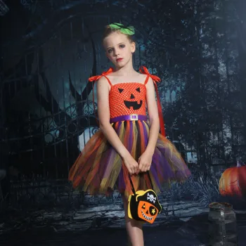 Pufos Fete Rochie Tutu Copii Petrecere Cosplay Costum De Monstru Dovleac Fetițe Costum De Carnaval Rochii Rainbow Princess Dress