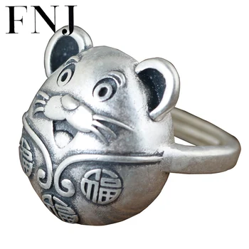 FNJ 990 Inele de Argint Animal Mouse-Dimensiuni Reglabile Original S990 Solid Inel de Argint pentru Femei Bijuterii Fine