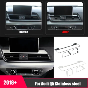 Pentru Audi Q5 2018-2022 din oțel Inoxidabil Masina LHD mijloc stanga dreapta de Aer conditionat din față de evacuare a aerului Capacul panoului Ornamental accesorii
