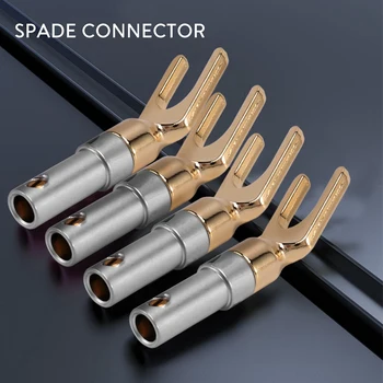 Y Plug De 45 De Grade Terminal Spade Conector Pentru Difuzor Cabluri Diy/Difuzor C Sârmă Diy - Pachet De 12(6 Negru + 6 Rosu)
