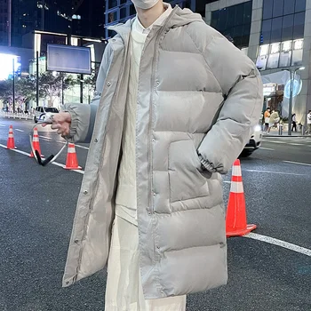Geaca de iarna Barbati de Cald Moda Casual Supradimensionat cu Gluga Blana Lunga Barbati coreean Vrac Plus Dimensiune Gros în Jos Jacheta, Palton Barbati M-5XL