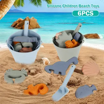 Silicon Copii Plaja de Nisip Jucarii de 6 Buc Kit-ul de Vara pentru Copii Săpat în Nisip Instrument cu Lopata Apă de Joc în aer liber Jucărie Sandbox