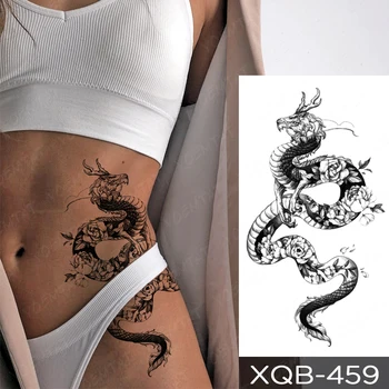 Impermeabil Tatuaj Temporar Autocolant Negru Dragon Șarpe Crescut Totem Flash Tatuaj Pentru Femei Barbati Sexy Brațul Piept De Arta Corp Tatuaje False