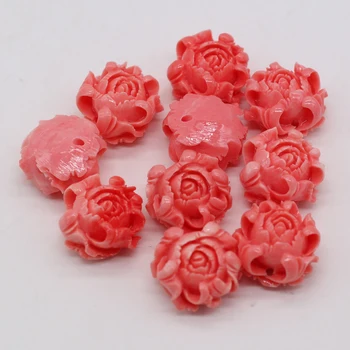 Coral Natural Trandafir Rosu Floare Forma Prin gaura Margele Sculptate de a Face Moda DIY Colier Bratara Accesorii Gift10Pcs