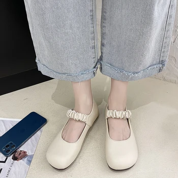 Superficial cutat mici pantofi din piele 2022 vara și toamna noua versiunea coreeană de toate-meci deget de la picior pătrat gros toc mic Mary Jane stud
