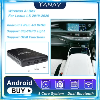 Carplay Wireless Ai Cutie Pentru Lexus LS 2019-2020 Android 9 4G 64GB, Android Auto Smart Box Plug and Play AI Adaptor Caseta