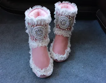 High-end magic show original hand-made de foraj de apă perle minunate roz ofertă servitoare Japonez cizme de zăpadă