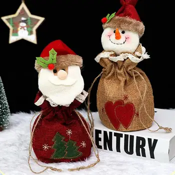 Cadou De Crăciun Saci De Drăguț Moș Crăciun Ren Papusa Candy Bag Bomboane De Crăciun Saci Cu Cordon Pentru Ziua Casă De Vacanță Parte