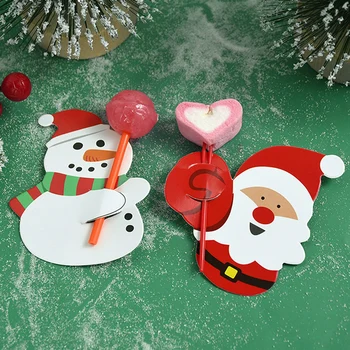 50Pcs Decoratiuni de Craciun Moș Crăciun, om de Zăpadă Lollipop Cărți de Hârtie Bomboane Copil de Cadouri Ambalare de Decor Pentru Acasă de Crăciun de Aprovizionare Partid