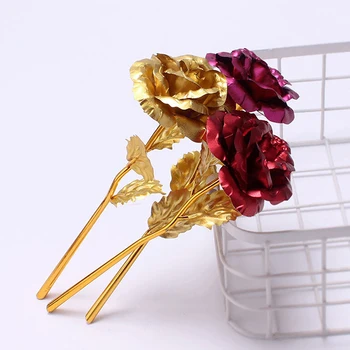1buc Flori Artificiale Flori de Trandafir Folie de Plastic Artificiale de Trandafiri Ziua Îndrăgostiților Cadou de Frumusete Flori de Aur Pentru Decor Nunta