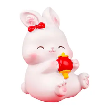 Frumos Iepure Statuie Clar Textura Usor Adorabil Grădină Rabbit Ornament Anti-decolorare 2023 Rabbit Ornament pentru Masina