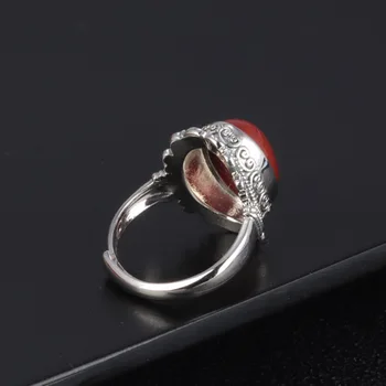 Adevărat nou s925 argint sud roșu inel agat de sex feminin retro personalitate degetul arătător ring live de ajustare