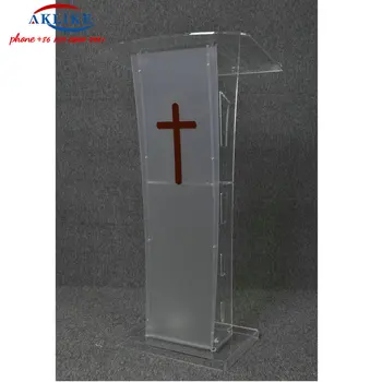 2022 Logo-ul Personalizat Biserica Amvon Modele de LED-uri Comerciale, Mobilier AKLIK Built-in Raft Podium Ridice Clar Pupitru de Sticlă Tribună
