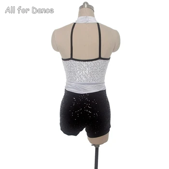 17901 alb & negru cu paiete, spandex corsetul jazz/robinet de dans costume rochie de balet femei si fete dans poarte costume de performanță