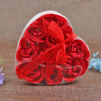 9 Capete Per Cutie Floare Trandafir Inima în Formă de Cutie de Sapun de Baie cu aromă de Corp cu Petale de Flori de Trandafir Săpun pentru Fete cel Mai bun Cadou de ziua Îndrăgostiților
