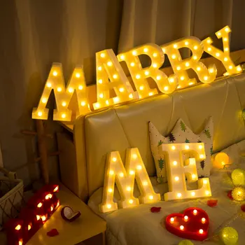 LED luminos Scrisoare Lumina de Noapte Creative 26 Alfabetul englez Numărul Baterie Lampă Romantic Petrecere de Nunta de Decorare
