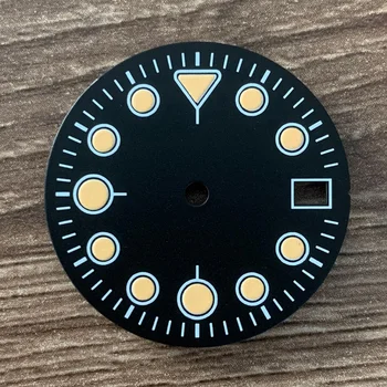 Accesorii ceas Vintage cu Cadran Portocaliu Rotund Știfturi Verde Luminos 28.5 MM NU Logo-ul Potrivit pentru NH35/36/4R/7S Mișcarea Data