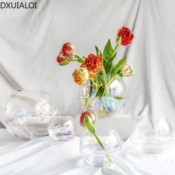 Creative Simple, Colorate De Sticlă Transparentă Vaza Decor Cadou De Casă Nouă Acasă Living Aranjament De Flori Vaza Decor