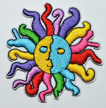 (5 buc) Soarele Hippie Yin Yang Brodate Fier Pe Patch Insigna Aplicatiile Motiv ( aproximativ 6,4 cm)