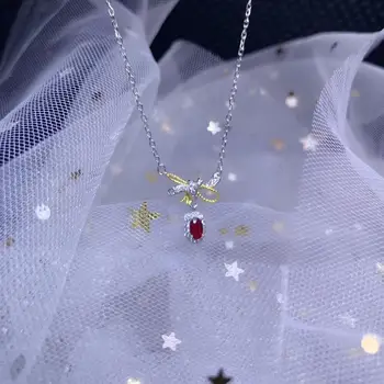 KJJEAXCMY boutique de bijuterii argint 925 incrustat naturale ruby feminin pandantiv colier de sprijin de identificare