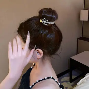 Coreeană Elastic De Păr Papion Vintage Perle Camellia Floare De Design Benzile De Păr Elegant Bentițe Femei Accesorii De Par