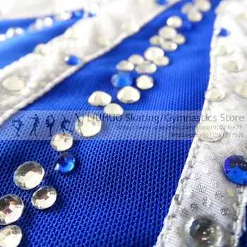 Patinaj artistic Fete Rochie Concurs albastru Calitate Cristale de Balet Ritmice Tricouri Adolescenti Patinaj rochie Femei, Fusta, Costume de baie