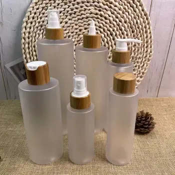 Cosmetice Sticla cu Pulverizator Cu Bambus Lotiune Capac Mat Alb Recipient de Plastic de Îngrijire a Pielii Ambalaje Sticla de Păr Frumusete Instrumente de 10 oz