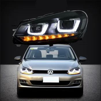 HGD se Potrivesc Pentru VW Golf6 MK6 2010-Led Cap de Lumină LED-uri Lampă de Cap DRL Lumina de Semnalizare Far Auto Asamblare
