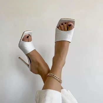 2022 Vara Femei Pompe De Deget De La Picior Pătrat Doamnelor Toc Catâri Subțire Sexy Sandale Cu Toc Papuci De Moda De Sex Feminin Femeie Shoes11CM