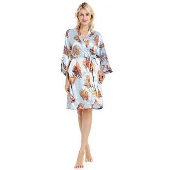 Vestido Longo Kimono-Halat Batas De Algodon Pijamale de Mătase Satin dressing Pijamale & Roba Halat de Noapte Femei Halat de baie