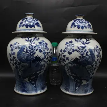 High-end chinez antic pictat albastru alb portelan decoratiuni Albastru și alb ceramic borcan