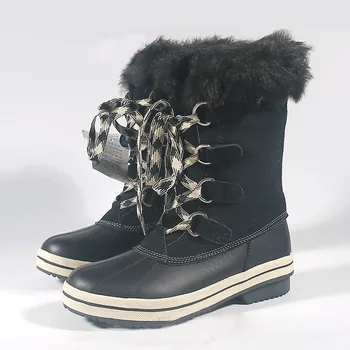 Femei iarna genguine din piele waterproof hiking boot doamnelor alunecare-rezistent lână căptușeală de cizme de zăpadă pentru a -40C Schi cizme